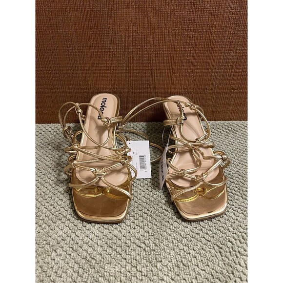 Moleca Strappy Heels Size 6 (Style Code Dourado 5523.204) Color Gold - Picture 1 of 5